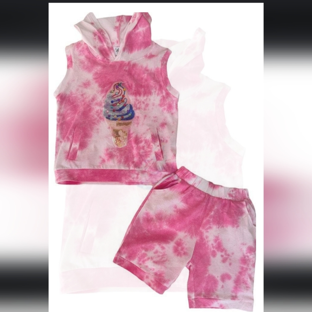 Lola and the Boys Ice Cream Tie Dye Hoodie Short Set - Picture 2 of 3